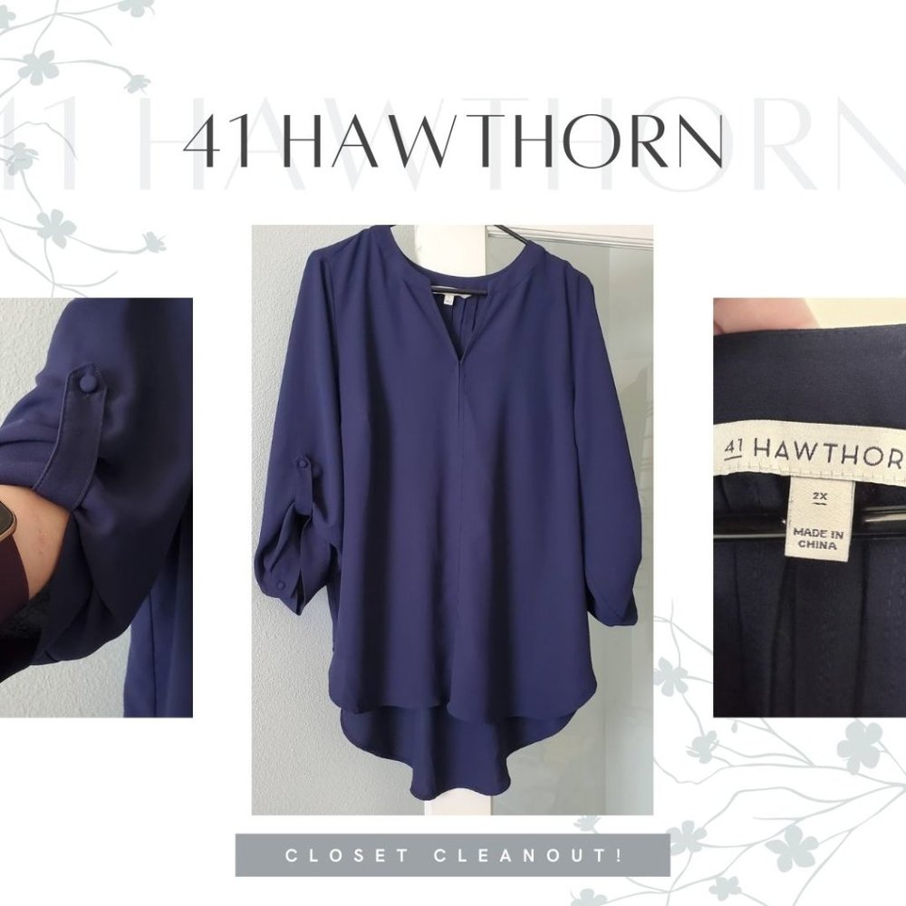 41 Hawthorn/Stitch Fix - Hi-low Hem Blue Blouse